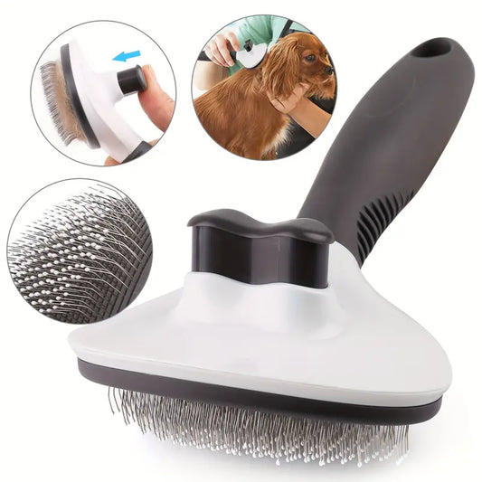 Dog Cat Brush, Self-Cleaning Slicker Brush for Shedding and Grooming Tool